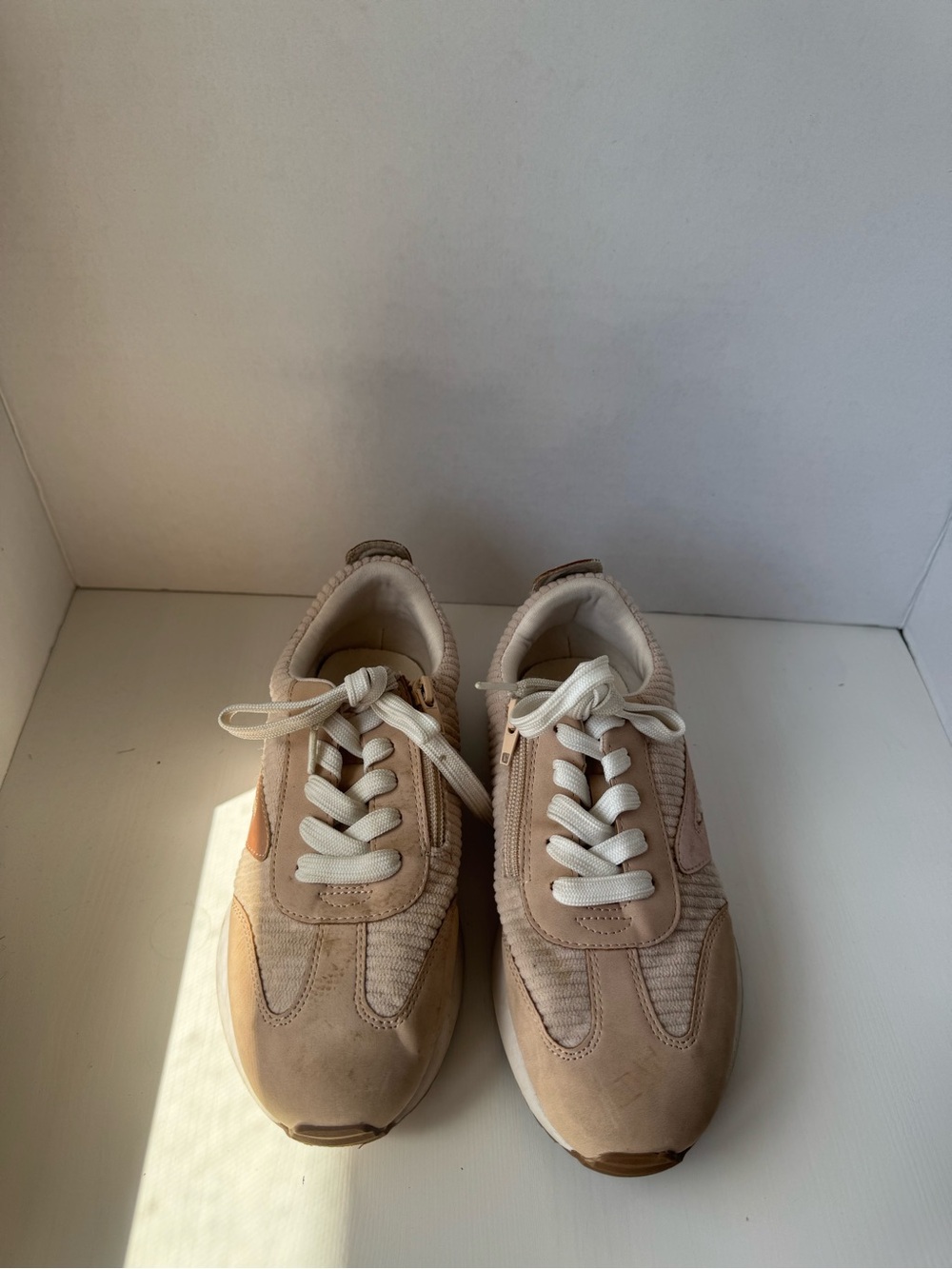 Dolce Vita Neutral Beige Lace-Up Sneakers